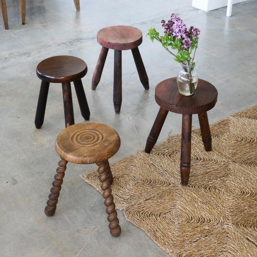 French Wood Tripod Stool - ON HOLD