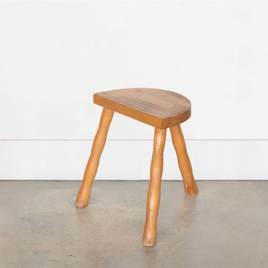 Short French Wood Tripod Stool