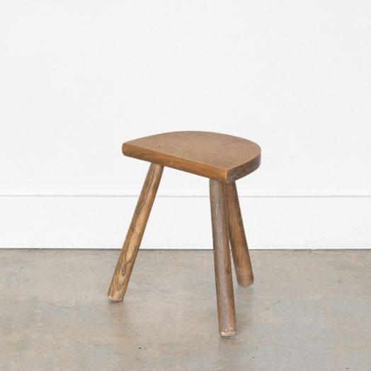 Short French Wood Tripod Stool