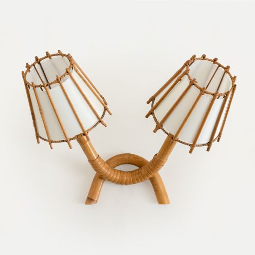 French Rattan Sconce by Louis Sognot