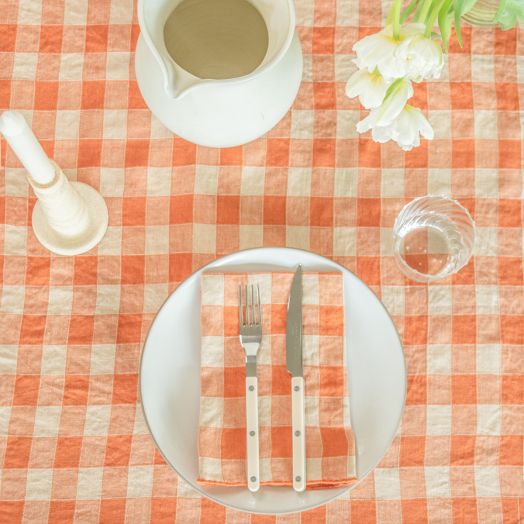 Vintage Gingham Tablecloth, Marmalade