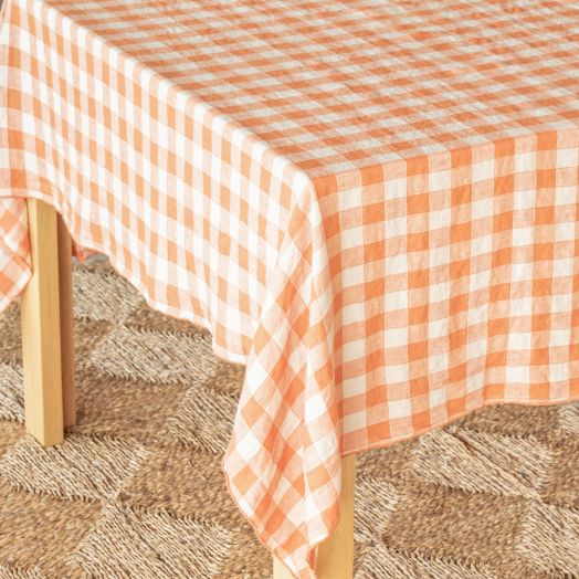 Vintage Gingham Tablecloth, Marmalade X-Large
