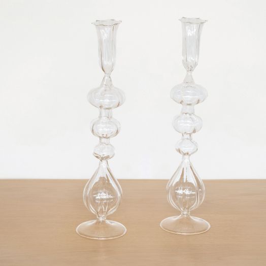Blown Glass Candlestick with Teardrop
