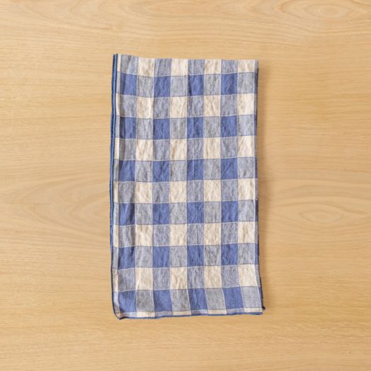 Vintage Gingham Tea Towel, Blue