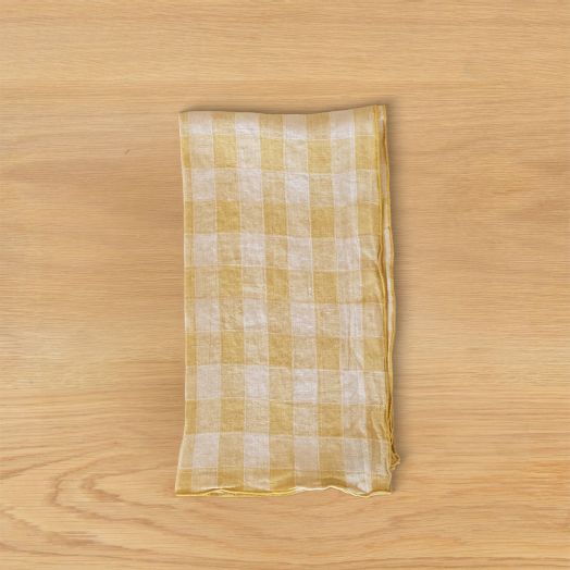 Vintage Gingham Tea Towel, Yellow