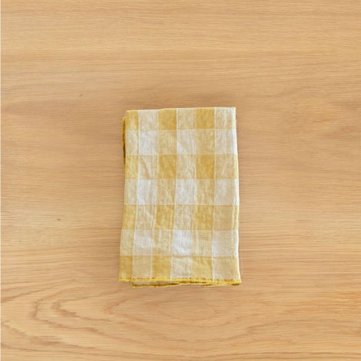 Vintage Gingham Napkin in Yellow, Set of Two