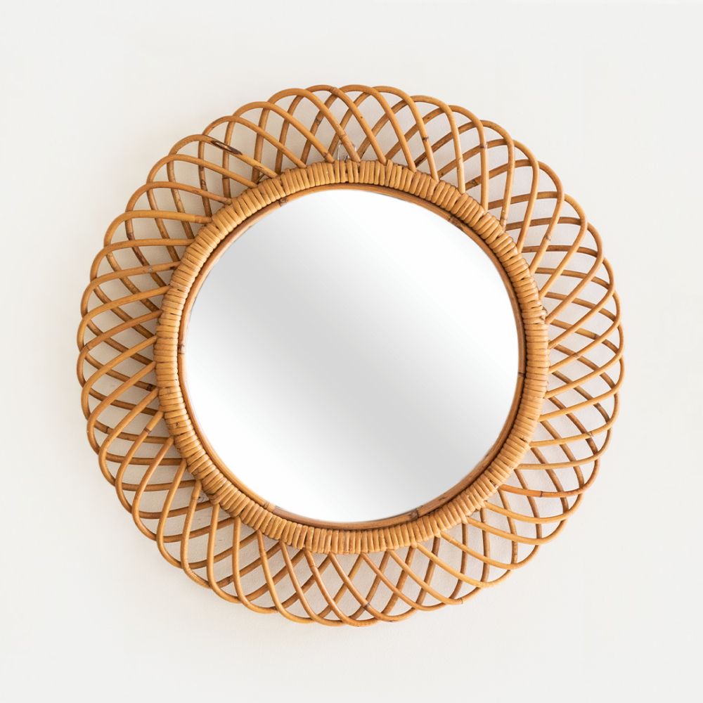 Panoplie Italian Round Rattan Mirror