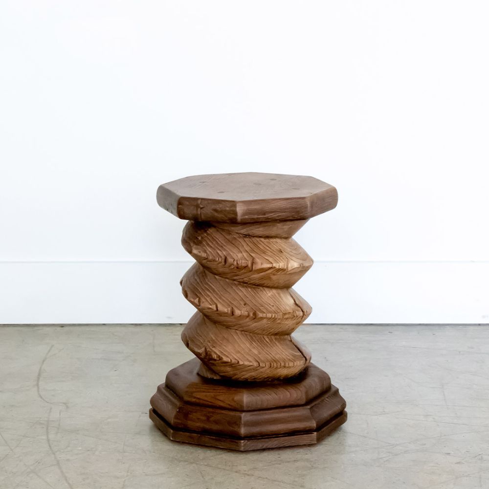 Panoplie Solid French Twisted Wood Stool