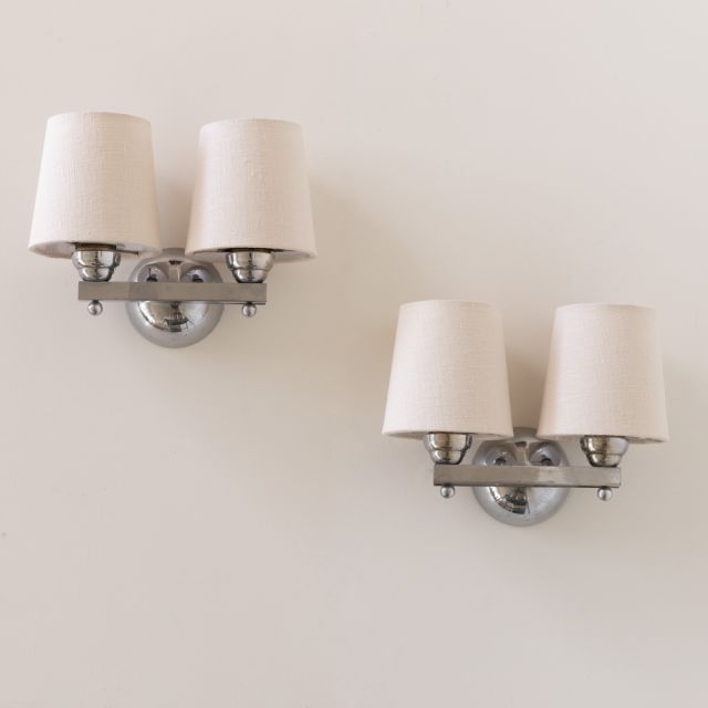 Pair of French Art Deco Chrome Sconces
