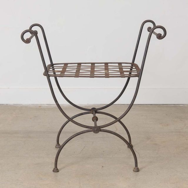1920s French Curule Iron Stool