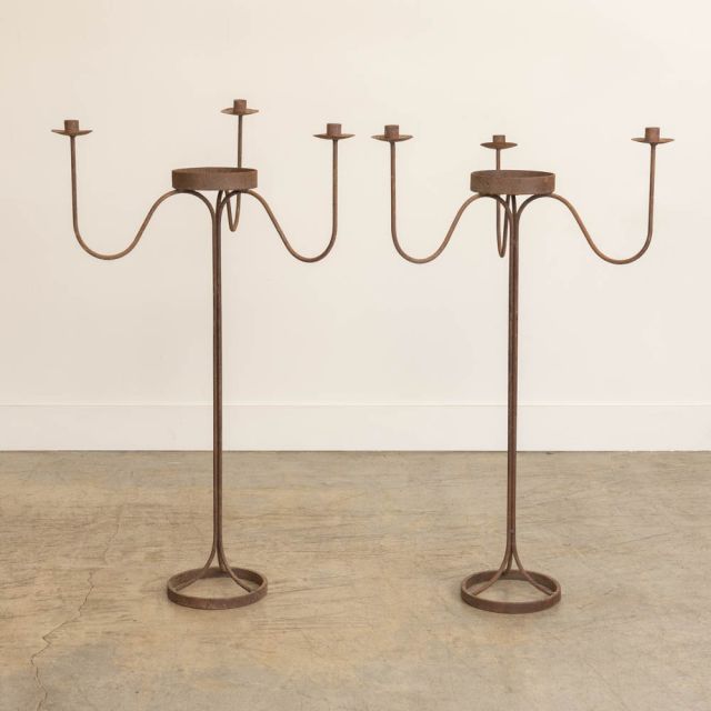 French Iron Floor Candelabra