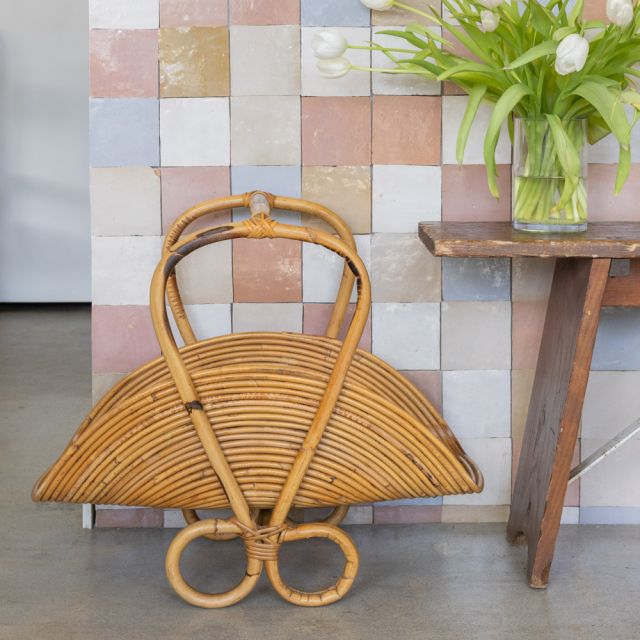 Italian Rattan Magazine Rack