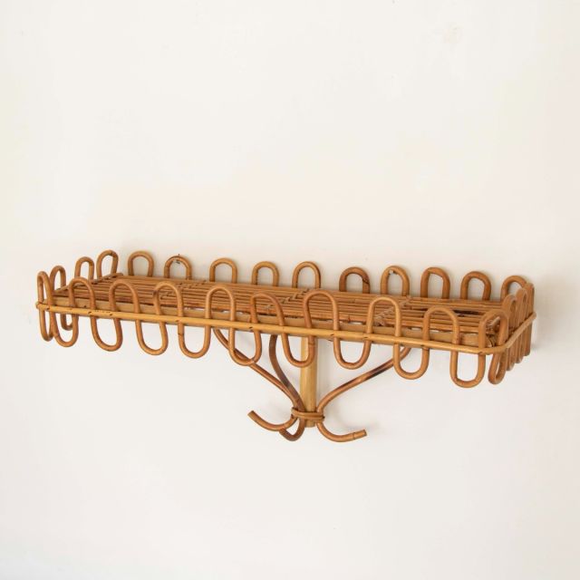 1960s Italian Rattan Wall Console