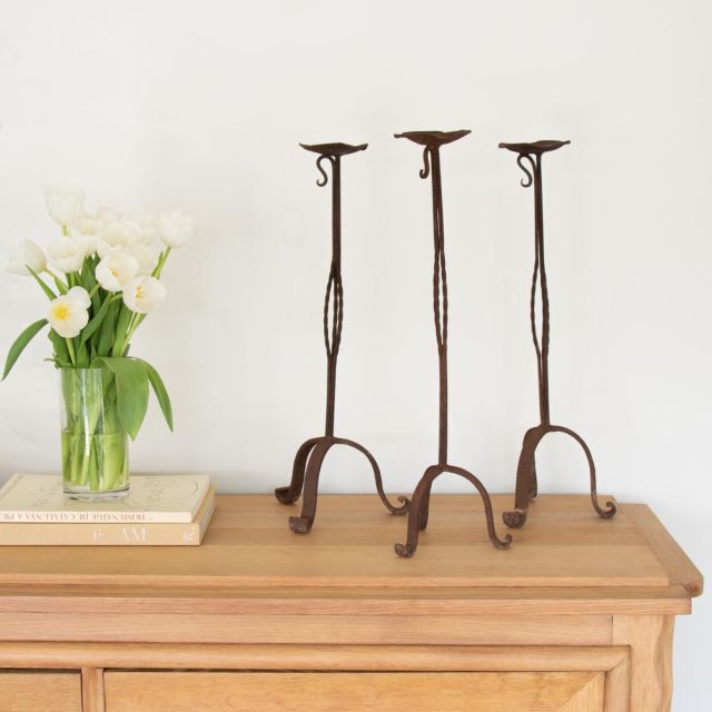 Tall French Iron Candlestick