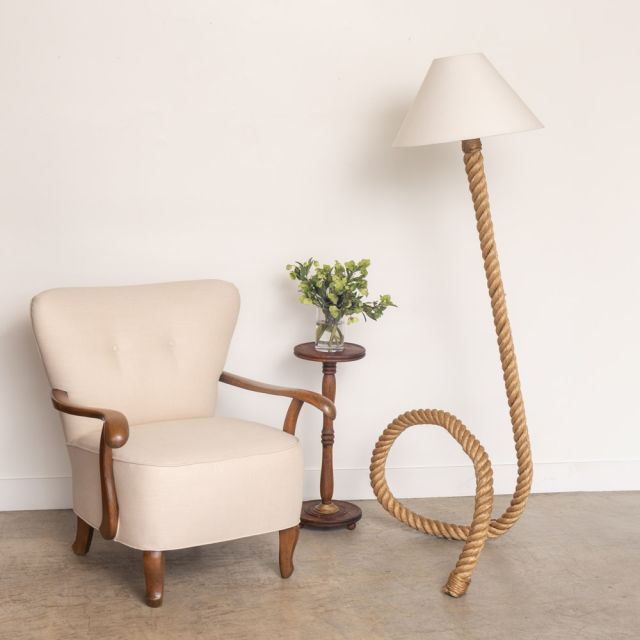 Large French Sculptural Rope Floor Lamp in the Style of Audoux-Minet