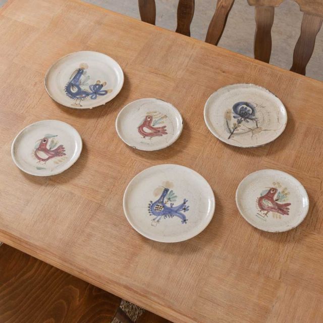 French Ceramic Painted Rooster Plate by Gustave Reynaud