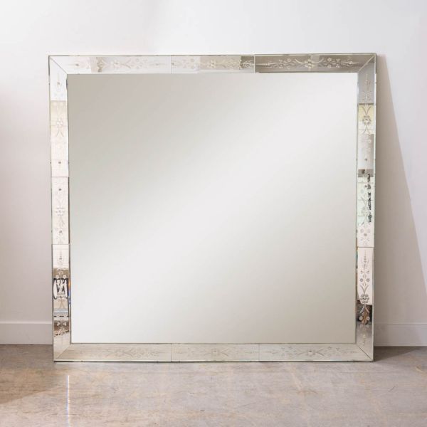 Massive 1930s French Venetian Etched Mirror