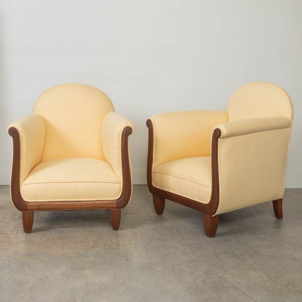 Pair of French 1920s Art Deco Club Chairs