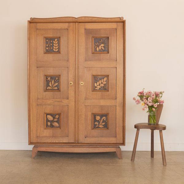 1940s French Carved Wood Cabinet