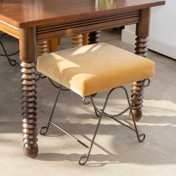 Panoplie Iron Loop Stool, Camel Mohair
