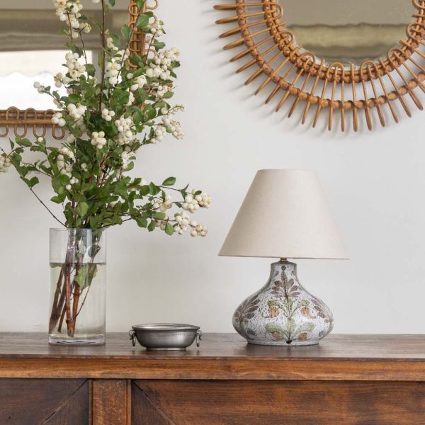 French Ceramic Painted Flower Table Lamp