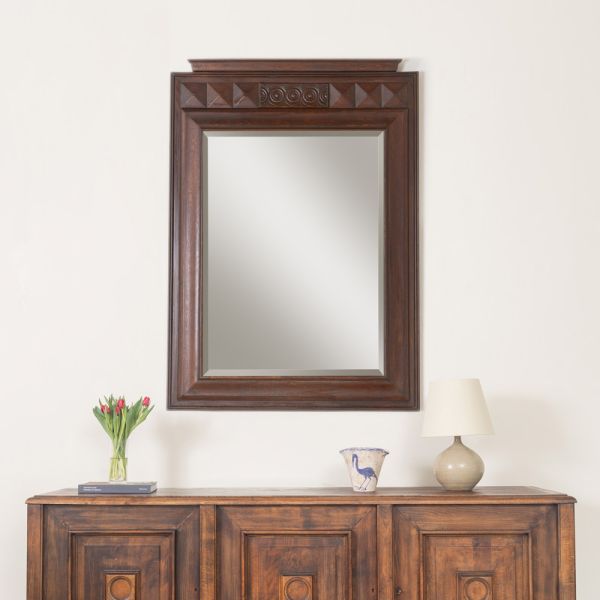 Large 1940s French Carved Wood Mirror