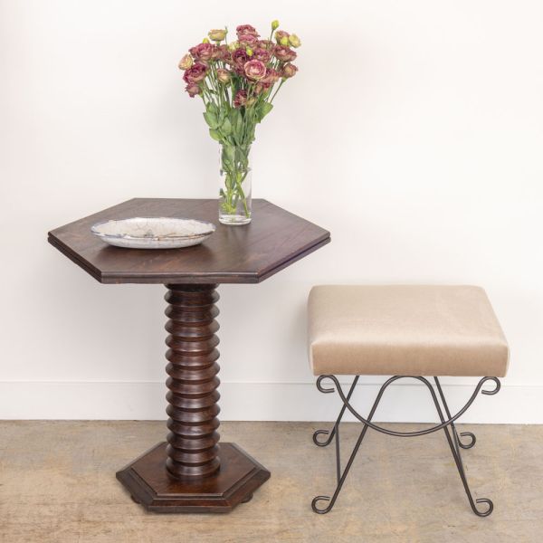 French Wood Side Table by Charles Dudouyt
