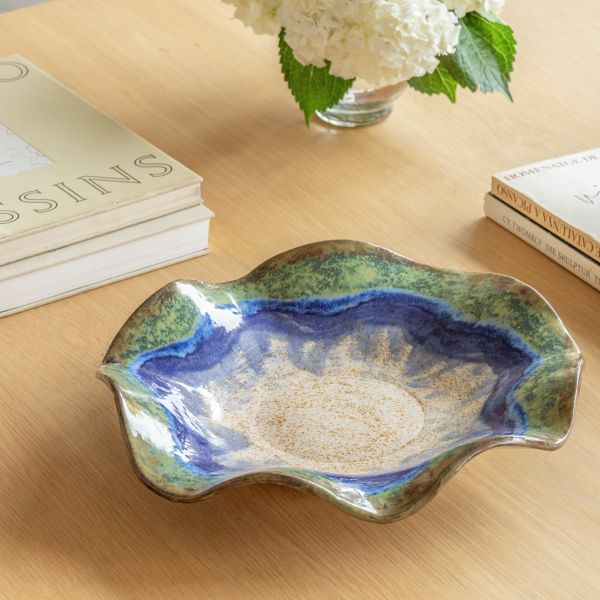 Large French Ceramic Wavy Bowl