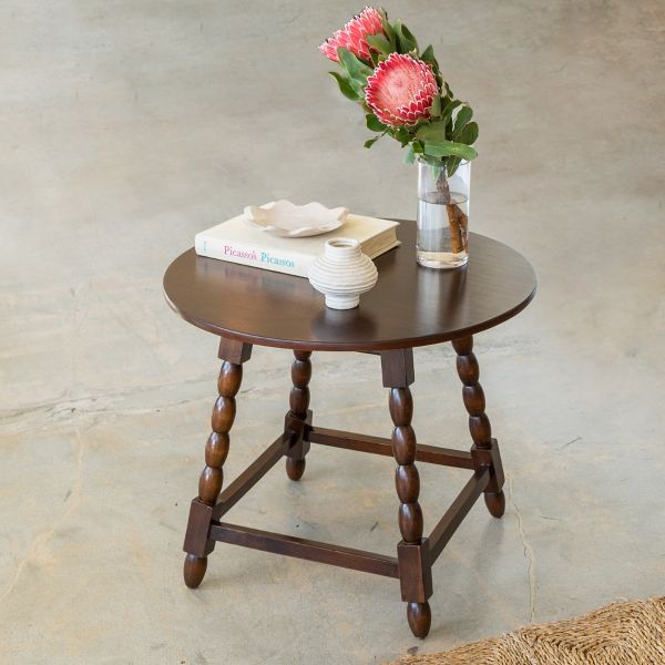French Bobbin Wood Side Table