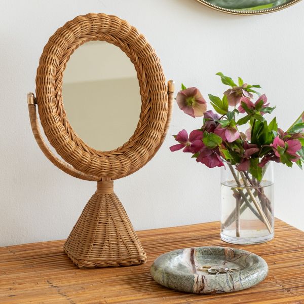 French Wicker Vanity Mirror
