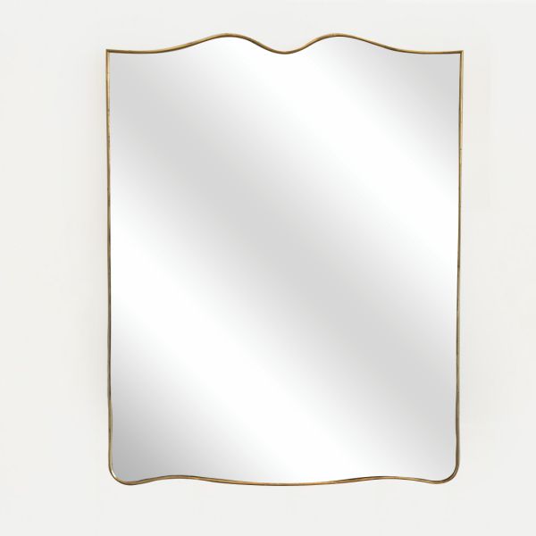 Large Italian Brass Wavy Mirror - ON HOLD
