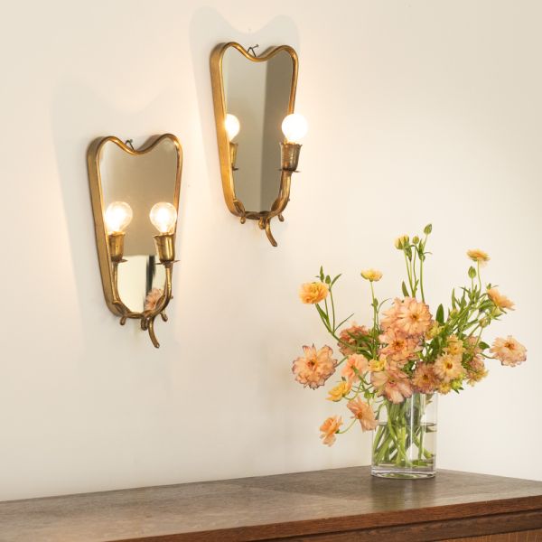 Pair of Italian Brass Mirror Sconces