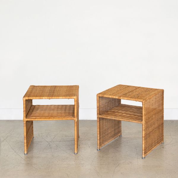 Pair of French Wicker Side Tables - ON HOLD