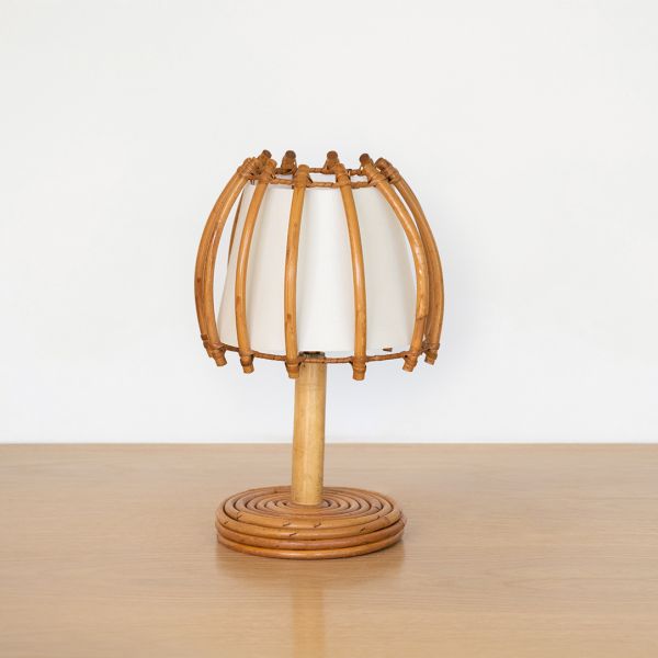 French Rattan Lamp in the Style of Louis Sognot - ON HOLD
