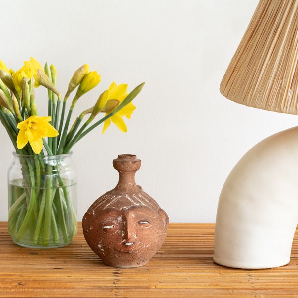 French Terracotta Head Vase