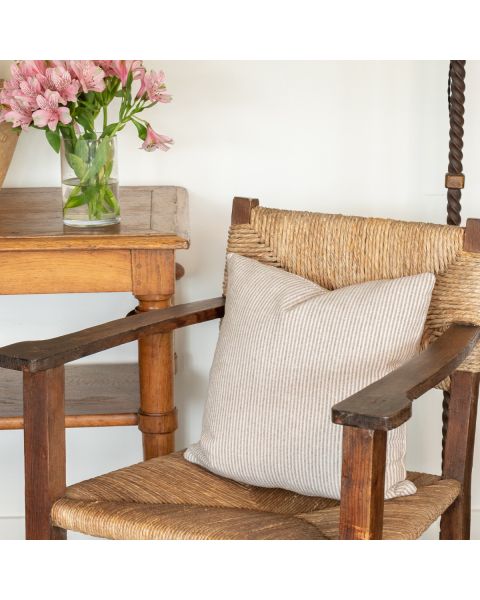 Brown Stripe Linen Pillow, 16