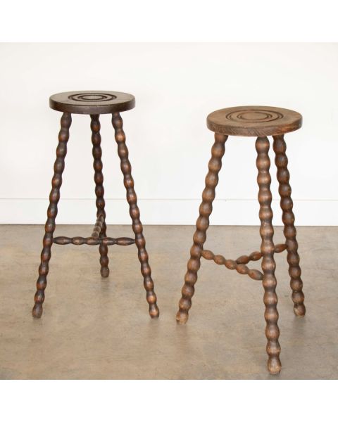 Tall French Wood Tripod Stool