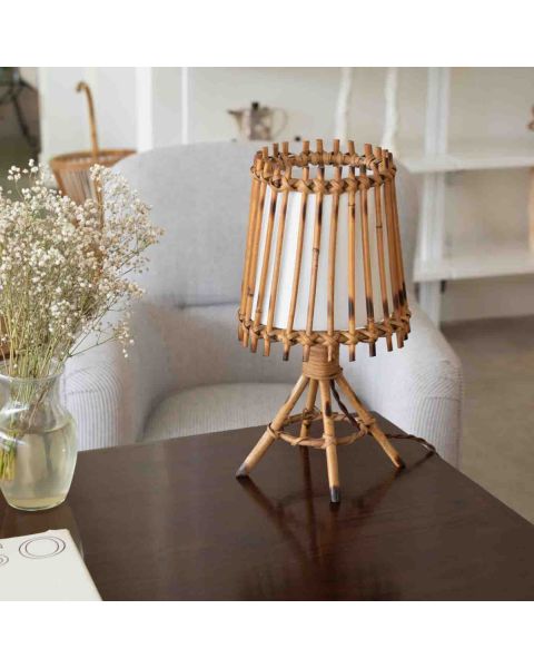 French Rattan Table Lamp