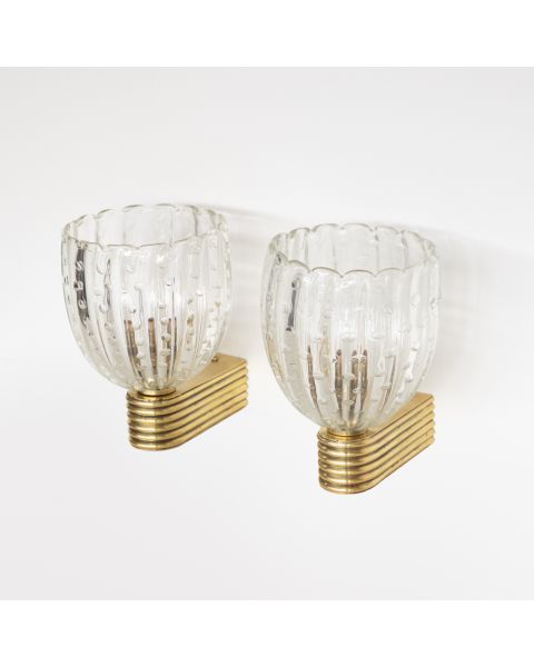 Pair of Italian Scalloped Glass Sconces