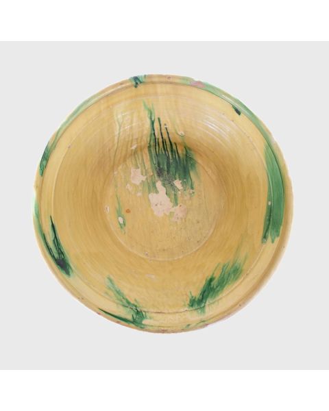 19th c. Spanish Yellow and Green Lebrillo Bowl