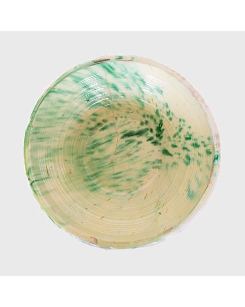 19th c. Large Spanish Green and White Lebrillo Bowl