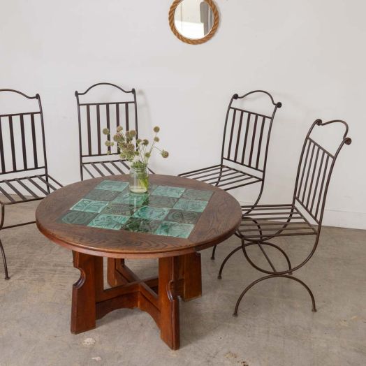 1940s French Iron Dining Chairs, Set of 4