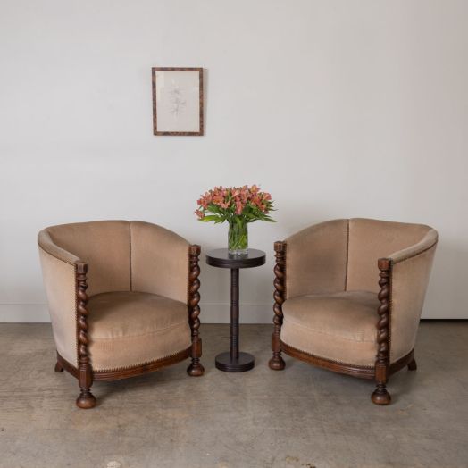 Pair of 19th Century Antique Barley Twist Armchairs