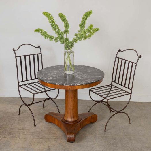 19th Century French Oak and Marble Center Table