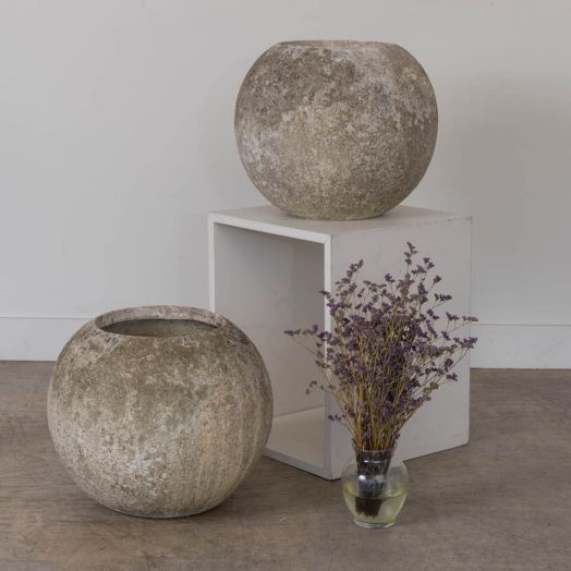 1960s French Concrete Ball Planter, X-Large
