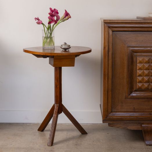 1950s French Wood Side Table