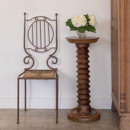 1940s French Carved Wood Pedestal Table