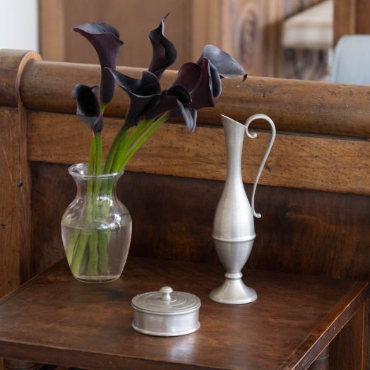 French Pewter Scroll Bud Vase