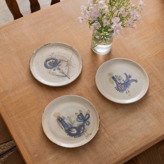 French Ceramic Painted Rooster Plate by Gustave Reynaud