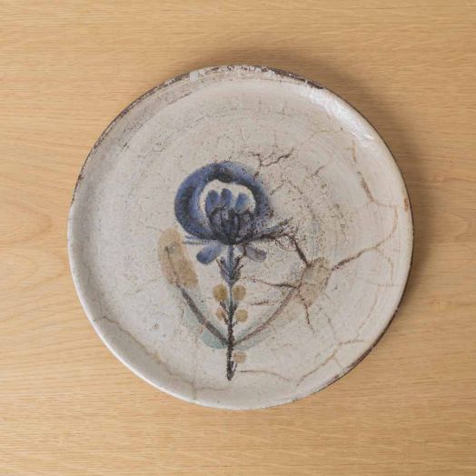French Ceramic Painted Flower Plate by Gustave Reynaud